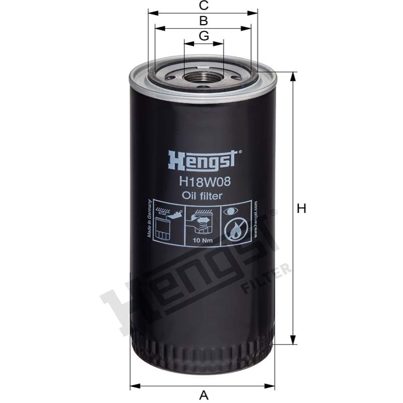 Hengst Filtr oleju H18W08 866H18W08 - Sklep PoltechParts