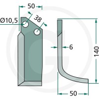 GRANIT Nóż wygięty 180PEG-09L - Sklep PoltechParts