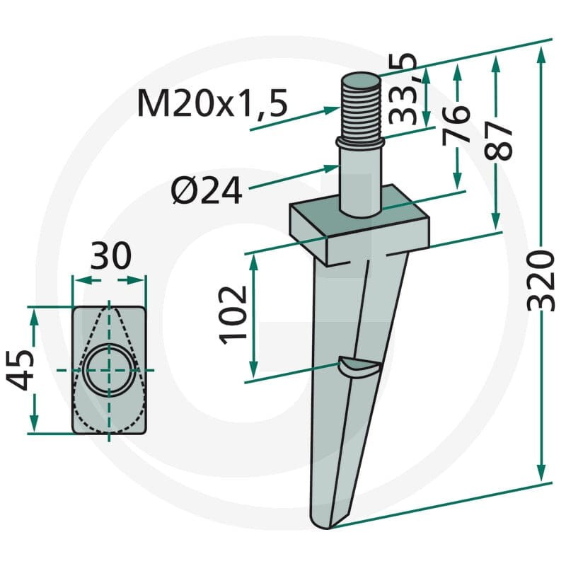GRANIT Ząb brony aktywnej 180RH130 - Sklep PoltechParts