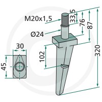 GRANIT Ząb brony aktywnej 180RH130 - Sklep PoltechParts