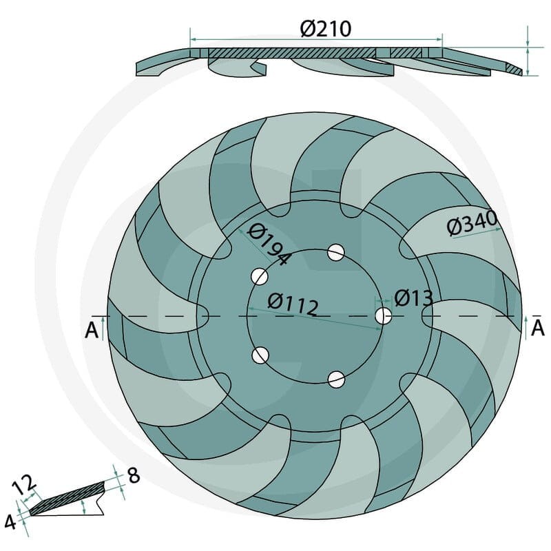 GRANIT Roller chopper star 340x8 180700010 - Sklep PoltechParts