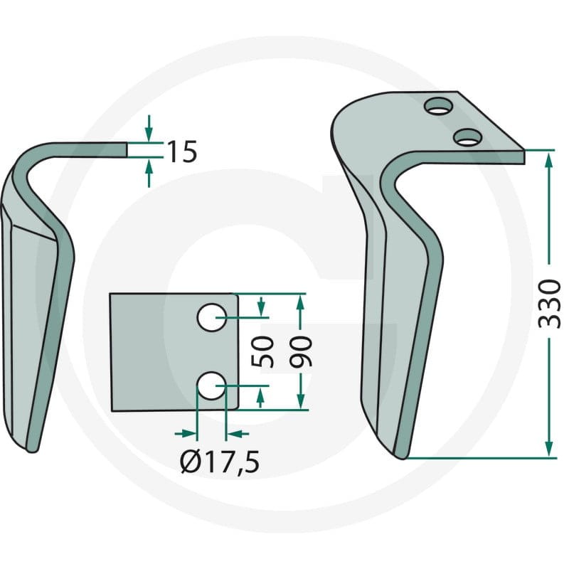 GRANIT Ząb brony aktywnej, lewy 330mm 1800200011 - Sklep PoltechParts
