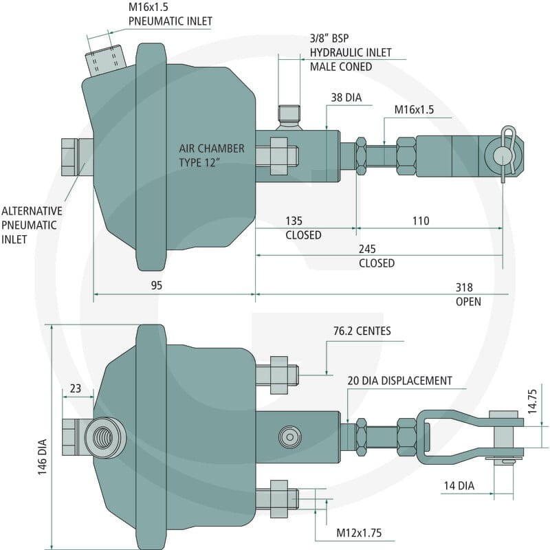 GRANIT Siłownik hamulcowy T12-20 82000423 - Sklep PoltechParts