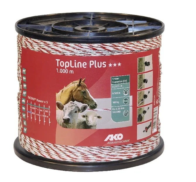 Plecionka TopLine Plus, biało/czerwona, 1000 m AKO