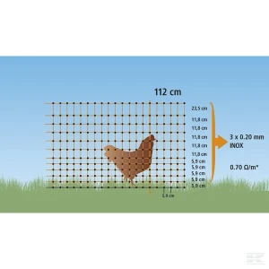 Siatka zabezpieczająca drób 50 m, 106 cm, podwójnie pleciona, pomarańczowa AKO