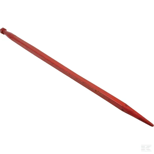 Ząb ładowacza, prosty, profil kwadratowy 45x1240 mm końcówka szpiczasta z nakrętką M30x2 czerwony Kverneland