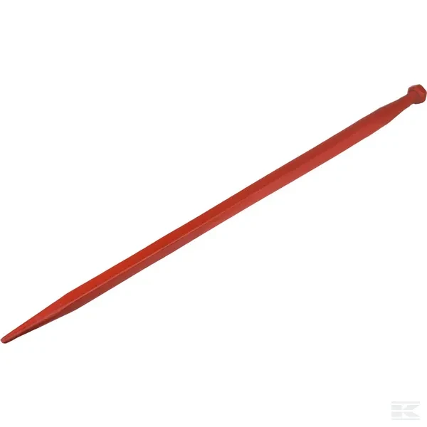 Ząb ładowacza, prosty, profil kwadratowy 45x1100 mm końcówka szpiczasta z nakrętką M30x2 czerwony Kverneland