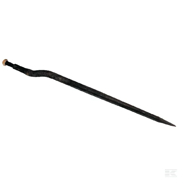 Ząb ładowacza, wygięty: 45 mm profil podwójne T 36x880 mm końcówka szpiczasta z nakrętką M22x1.5 czarny Trioliet-Mullos