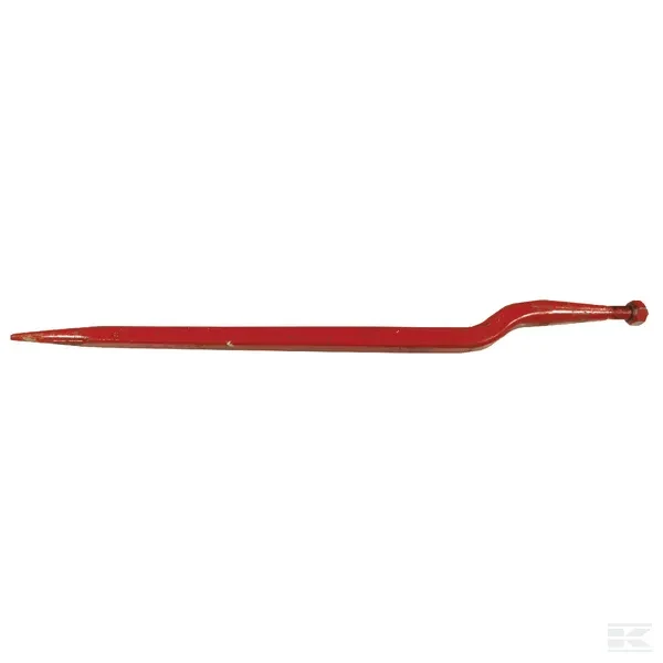 Ząb ładowacza, wygięty: 56 mm profil kwadratowy 36x820 mm końcówka szpiczasta z nakrętką M20x1.5 czerwony Kverneland