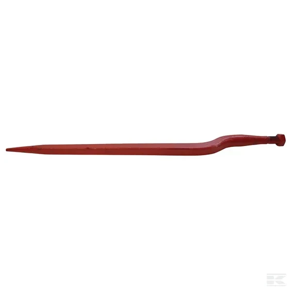 Ząb ładowacza, wygięty: 56 mm profil kwadratowy 36x820 mm końcówka szpiczasta z nakrętką M24x2 czerwony Kverneland