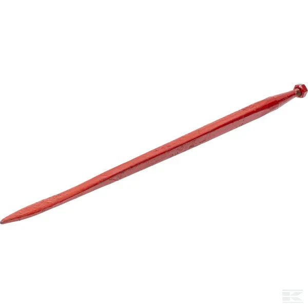 Ząb ładowacza, prosty, profil kwadratowy 36x1100 mm końcówka płaska z nakrętką M20x1.5 czerwony Kverneland