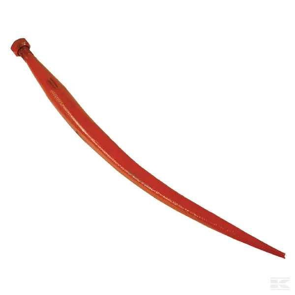 Ząb ładowacza, wygięty zamykający, profil kwadratowy 37x600 mm końcówka szpiczasta z nakrętką M20x1.5 czerwony Battista Porteri
