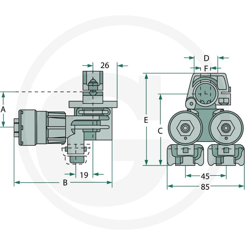 ARAG Podwójne mocowanie rozpylacza 6704063F450 - Sklep PoltechParts