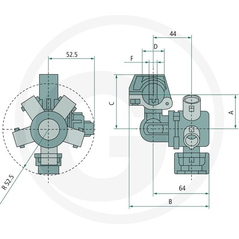 ARAG Poczwórne mocowanie rozpylacza 670406474A7 - Sklep PoltechParts