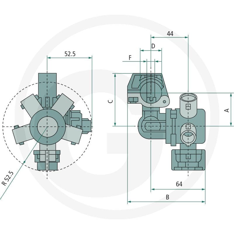 ARAG Pięciokrotne mocowanie rozpylacza 67040649271 - Sklep PoltechParts