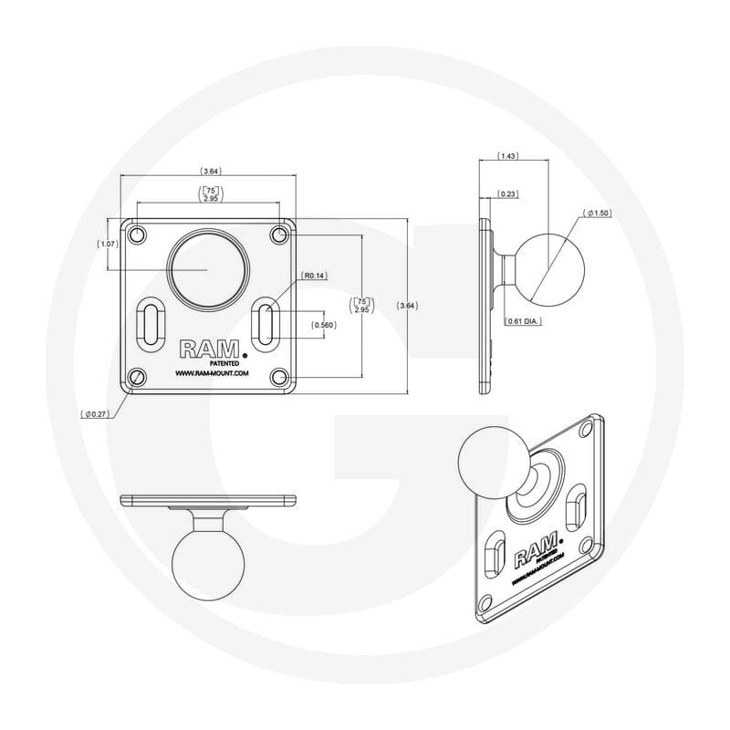 RAM MOUNTS Płyta bazowa VESA kula C 5070010148 - Sklep PoltechParts