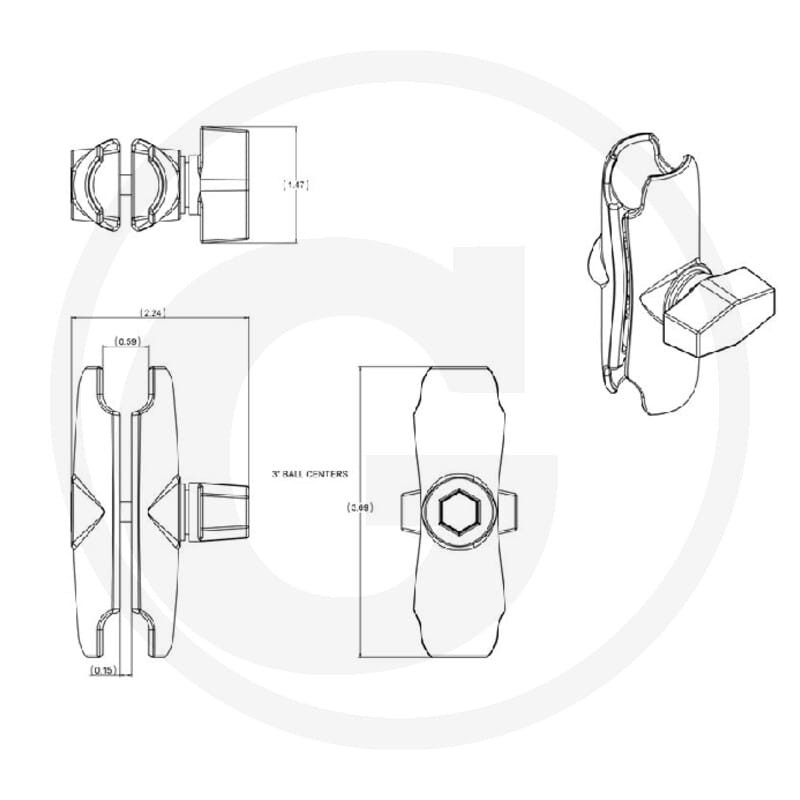 RAM MOUNTS Ramię podstawy (system B) 5070010051 - Sklep PoltechParts