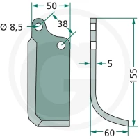 GRANIT Nóż wygięty 180AGR-60R - Sklep PoltechParts