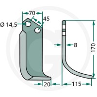GRANIT Nóż wygięty 180MAL-12R - Sklep PoltechParts