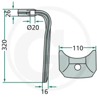 GRANIT Ząb brony aktywnej 180RH-119-R - Sklep PoltechParts