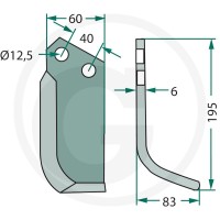 GRANIT Nóż wygięty 180MAS-12R - Sklep PoltechParts