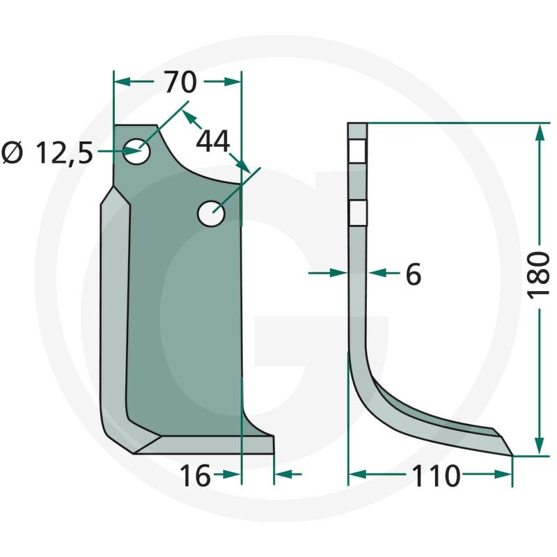 GRANIT Nóż wygięty 180MAS-18R - Sklep PoltechParts