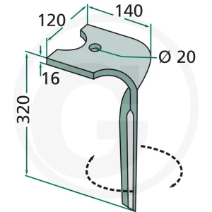 GRANIT Ząb brony aktywnej 180RH-135-L