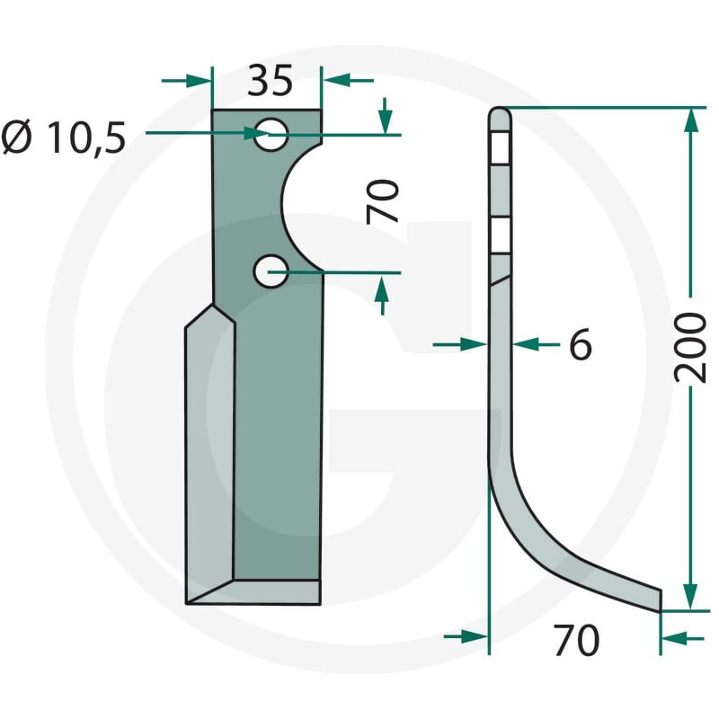 GRANIT Nóż wygięty 180SEP-02R - Sklep PoltechParts