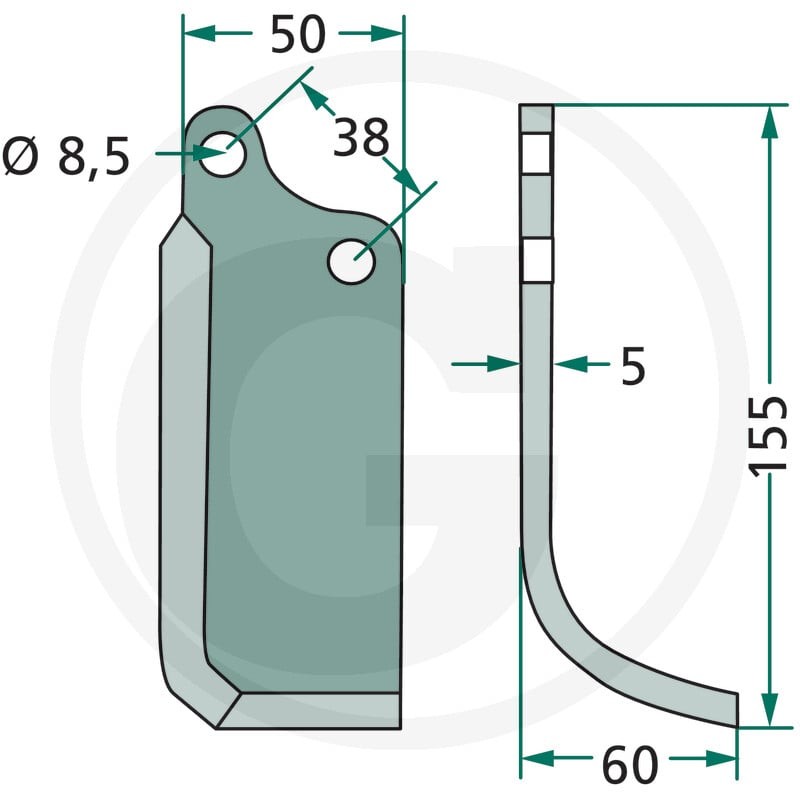 GRANIT Nóż wygięty 180AGR-60L - Sklep PoltechParts