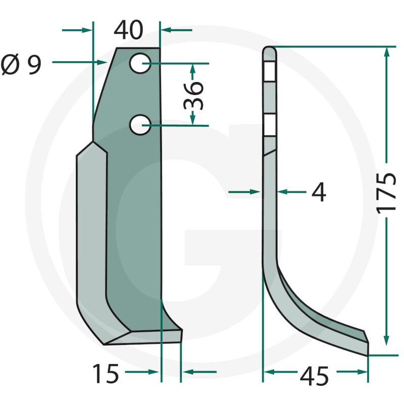 GRANIT Nóż wygięty 180IND-125R - Sklep PoltechParts