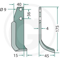 GRANIT Nóż wygięty 180IND-125R - Sklep PoltechParts