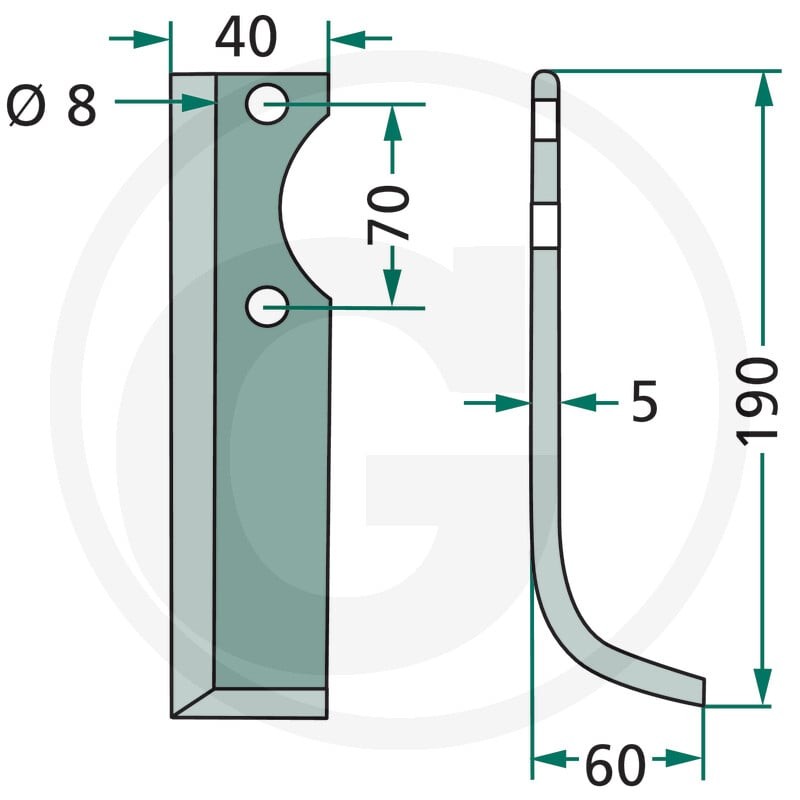 GRANIT Nóż wygięty 180IND-136R - Sklep PoltechParts