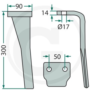 GRANIT Ząb brony aktywnej 180RH-71-L
