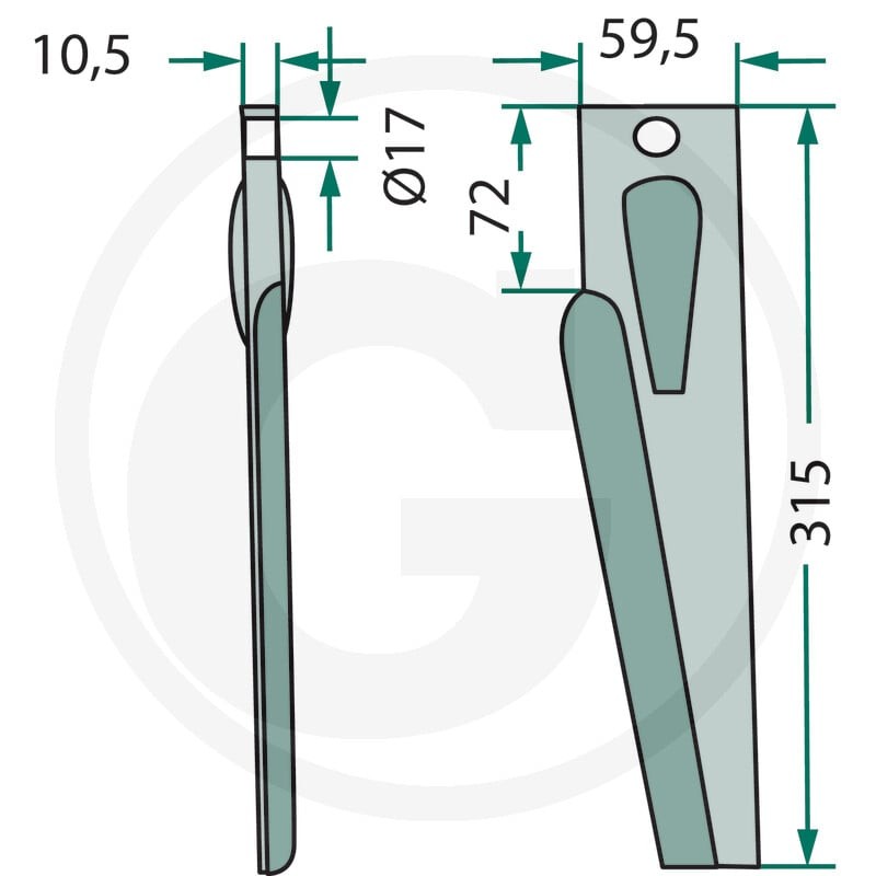 GRANIT Ząb brony aktywnej 180RH-80-R - Sklep PoltechParts
