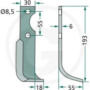 GRANIT Nóż wygięty 180BCS-13L