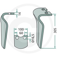 GRANIT Ząb brony aktywnej 180RH-96-L - Sklep PoltechParts