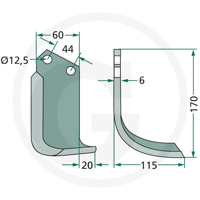 GRANIT Nóż wygięty 180CEL-13R - Sklep PoltechParts
