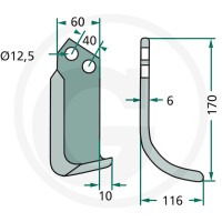 GRANIT Nóż wygięty 180BRE-14R - Sklep PoltechParts