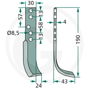 GRANIT Nóż wygięty 180HOL-04L