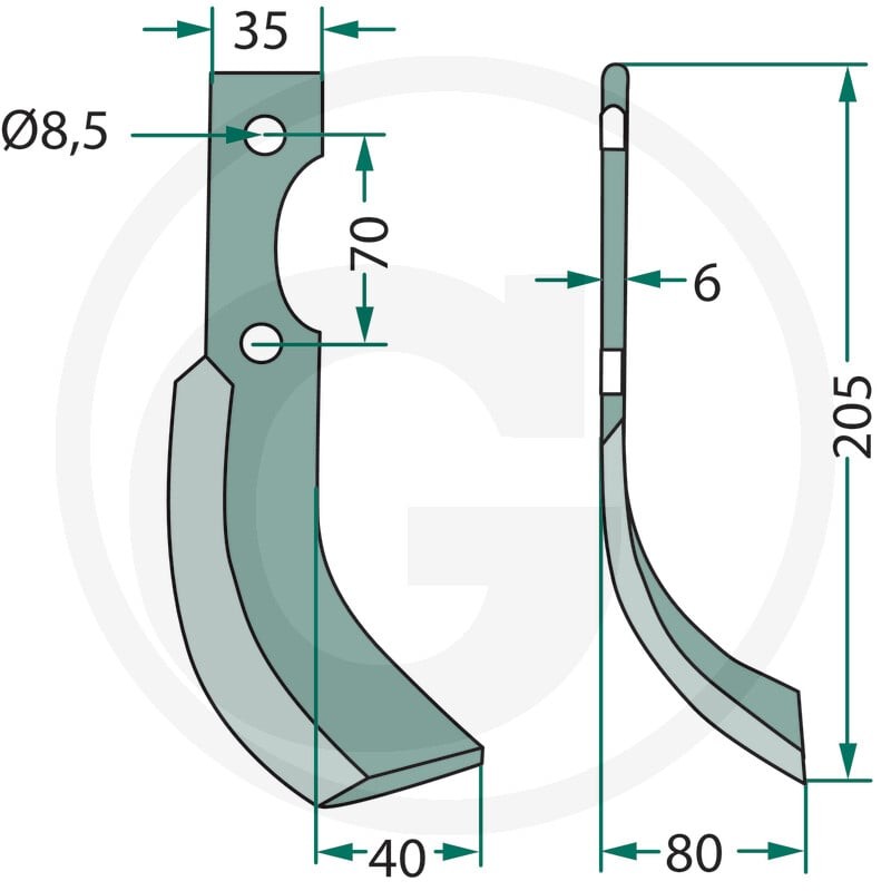 GRANIT Nóż wygięty 180ADR-09L - Sklep PoltechParts