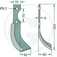 GRANIT Nóż wygięty 180ADR-09L - Sklep PoltechParts