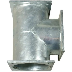 Trójnik z trzema kołnierzami czworokątnymi ocynk, 8"-8"-8"