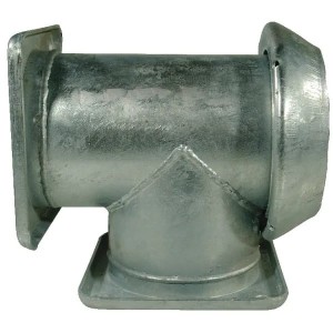 Trójnik z trzema kołnierzami czworokątnymi ocynk, 6"-6"-KKV