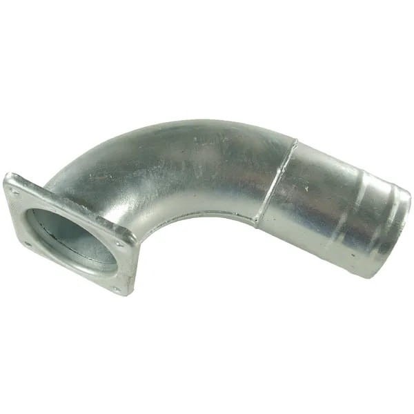 Kolano 90° z kołnierzem czworokątnym i tuleją do węża ocynk, 6"