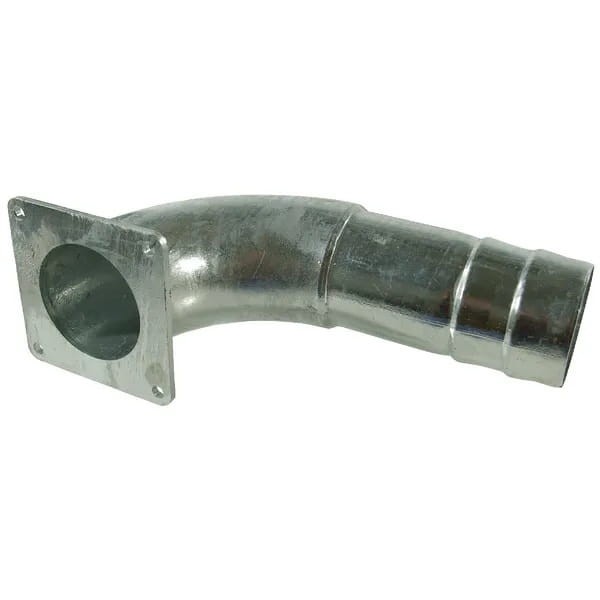 Kolano 90° z kołnierzem czworokątnym i tuleją do węża ocynk, 5"