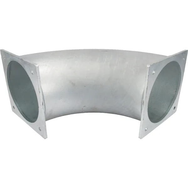 Kolano 90° z dwustronnym kołnierzem czworokątnym ocynk, 8"