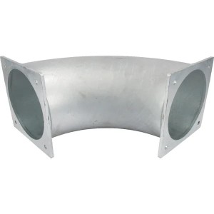 Kolano 90° z dwustronnym kołnierzem czworokątnym ocynk, 8"