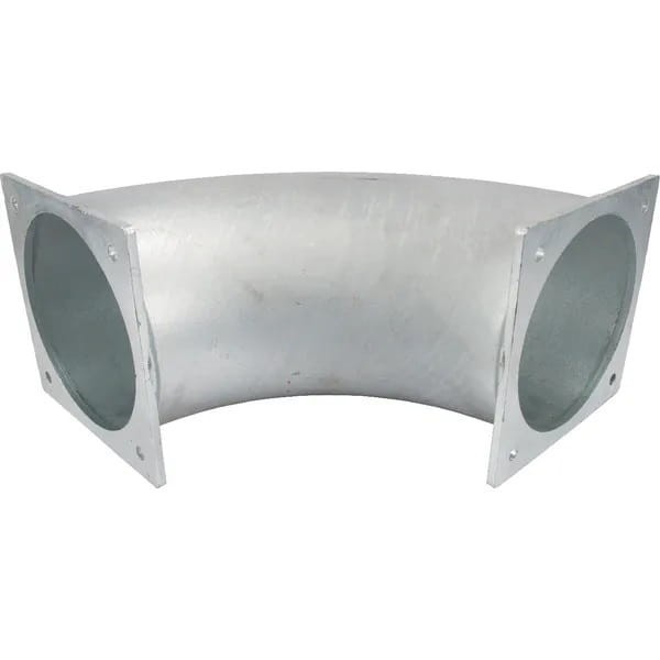 Kolano 90° z dwustronnym kołnierzem czworokątnym ocynk, 4"