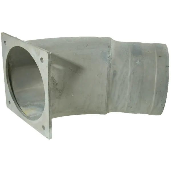 Kolano 45° z kołnierzem czworokątnym i tuleją do węża ocynk, 8"