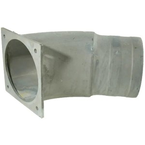 Kolano 45° z kołnierzem czworokątnym i tuleją do węża ocynk, 8"